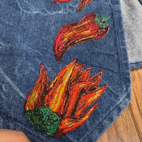 Handmade Vintage Chili Dark Denim Vest - Picture 2 of 3